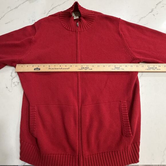LL Bean Sweater Mens Large Heavy Knit Cotton Full Zip Sweater Christmas Holiday - Picture 5 of 7